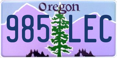 OR license plate 985LEC