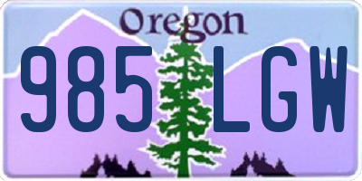OR license plate 985LGW