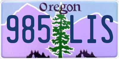OR license plate 985LIS