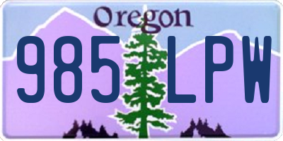 OR license plate 985LPW