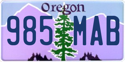 OR license plate 985MAB