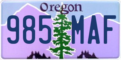 OR license plate 985MAF
