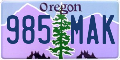OR license plate 985MAK