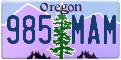 OR license plate 985MAM