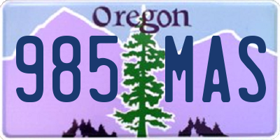 OR license plate 985MAS