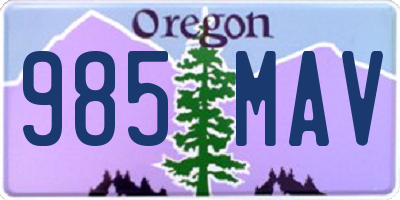 OR license plate 985MAV