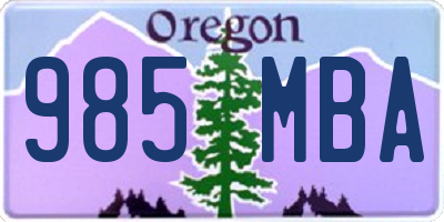 OR license plate 985MBA