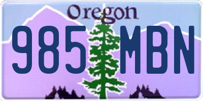 OR license plate 985MBN