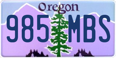 OR license plate 985MBS