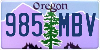 OR license plate 985MBV