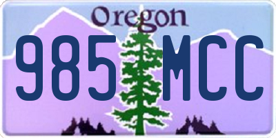 OR license plate 985MCC