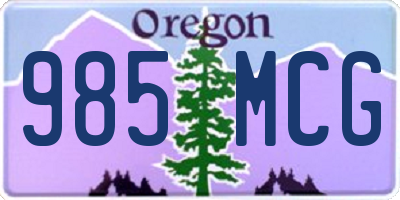 OR license plate 985MCG