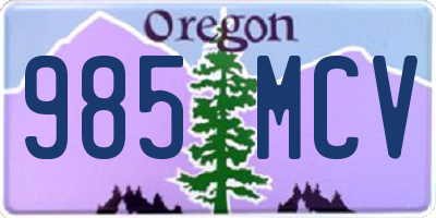 OR license plate 985MCV