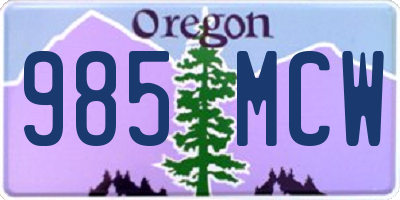 OR license plate 985MCW