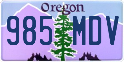 OR license plate 985MDV