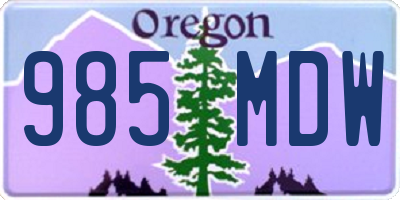 OR license plate 985MDW