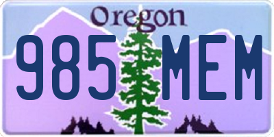 OR license plate 985MEM