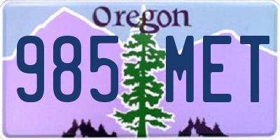 OR license plate 985MET