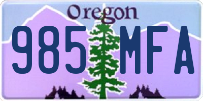 OR license plate 985MFA