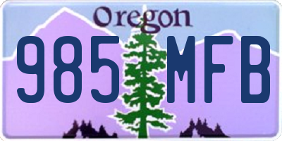 OR license plate 985MFB