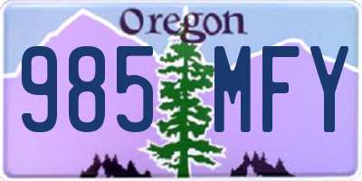 OR license plate 985MFY