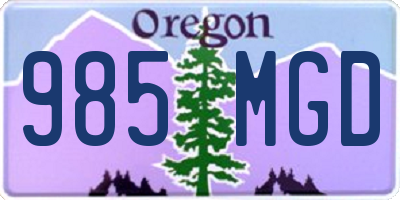 OR license plate 985MGD