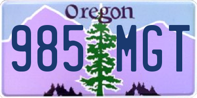 OR license plate 985MGT