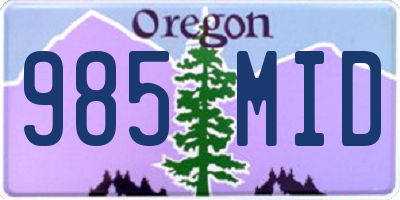 OR license plate 985MID