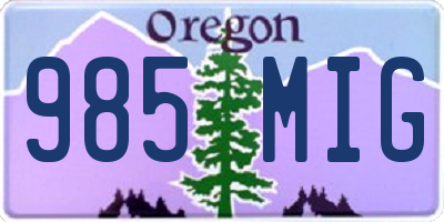 OR license plate 985MIG