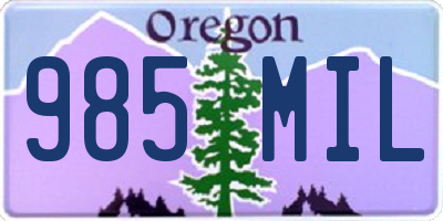 OR license plate 985MIL