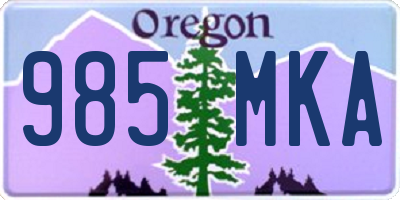 OR license plate 985MKA