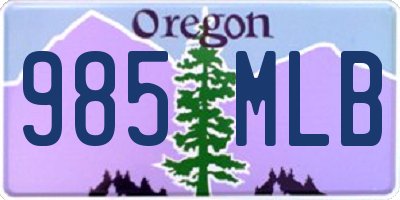 OR license plate 985MLB