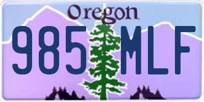 OR license plate 985MLF