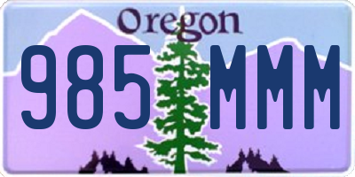 OR license plate 985MMM