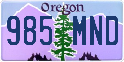 OR license plate 985MND