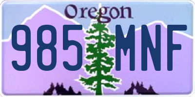 OR license plate 985MNF