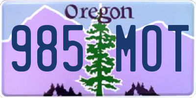 OR license plate 985MOT