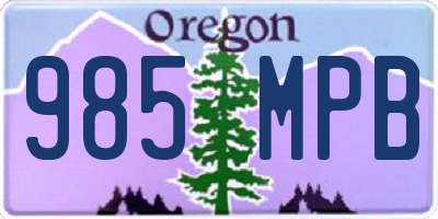 OR license plate 985MPB