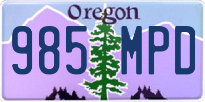 OR license plate 985MPD