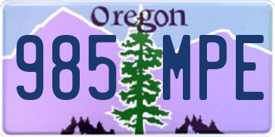 OR license plate 985MPE