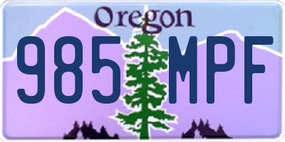 OR license plate 985MPF