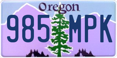 OR license plate 985MPK