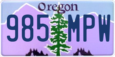 OR license plate 985MPW