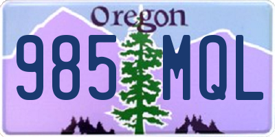 OR license plate 985MQL