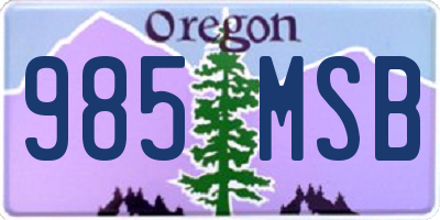 OR license plate 985MSB