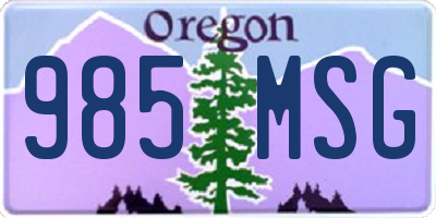 OR license plate 985MSG