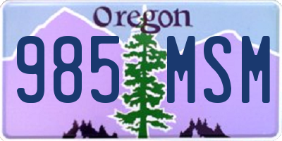 OR license plate 985MSM