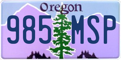 OR license plate 985MSP