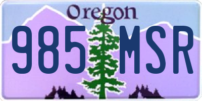 OR license plate 985MSR