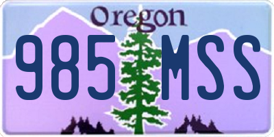 OR license plate 985MSS